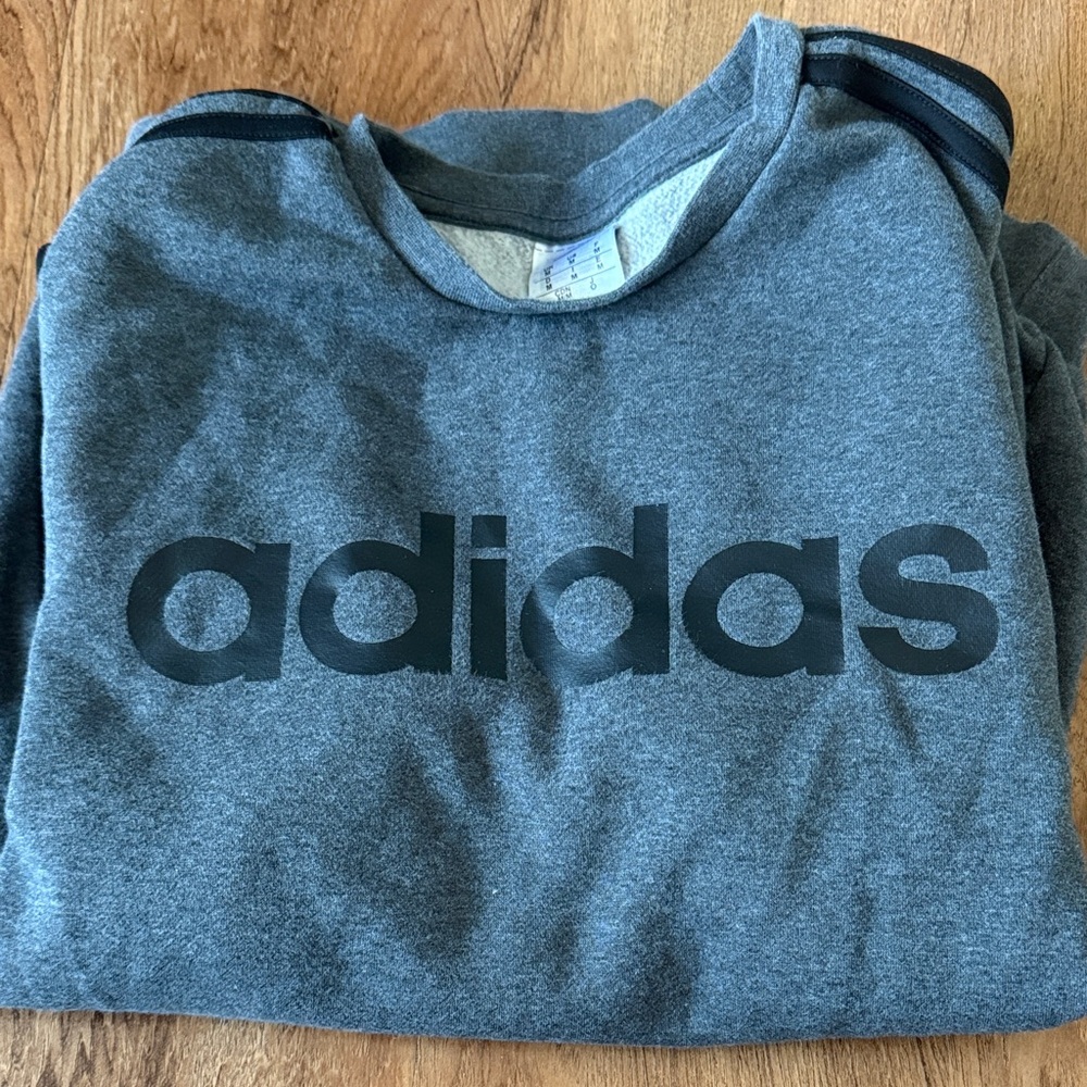 Adidas Linear Logo Crewneck Sweatshirt in Heather Gray